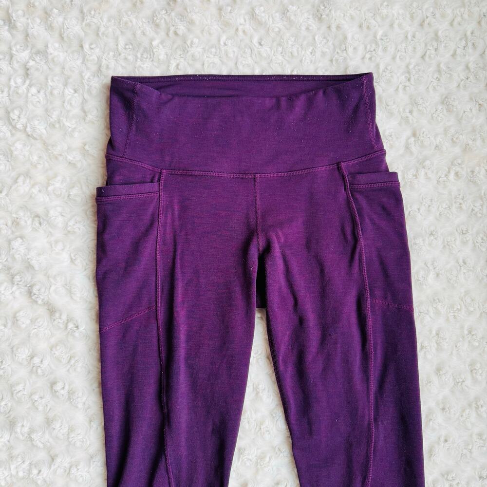 Athleta Womens Purple Burgundy Wine High Rise Stash Pockets Leggings Small